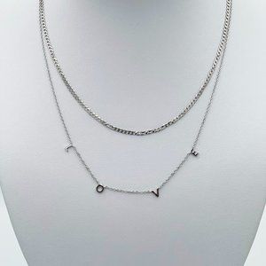 Charm " L O V E " Necklace with Curb Chain